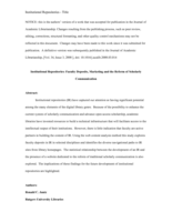 Institutional Repositories: Faculty Deposits, Marketing and the Reform of Scholarly Communication