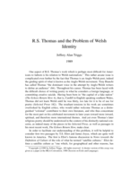 R.S. Thomas and the Problem of Welsh Identity
