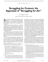 Struggling for Context: An Appraisal of “Struggling for Air”