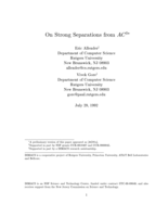 On strong separations from AC<sup>0</sup>