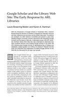 Google Scholar and the Library Web Site: The Early Response by ARL Libraries