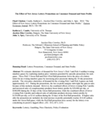 The Effect of New Jersey Lottery Promotions on Consumer Demand and State Profits