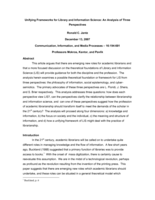 Unifying Frameworks for Library and Information Science: An Analysis of Three Perspectives