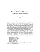 Moving the Dark to Wholeness: The Elegies of Wendell Berry