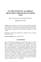 On the Power of Algebraic Branching Programs of Width Two