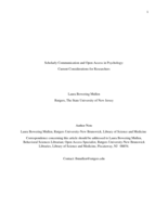 Scholarly communication and open access in psychology: current considerations for researchers