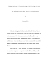 Intellectual Debt Deviance Theory Owes Talcott Parsons