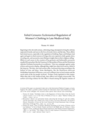 Failed Censures: Ecclesiastical Regulation of Women’s Clothing in Late Medieval Italy