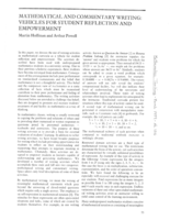 Mathematical and commentary writing vehicles for student reflection and empowerment