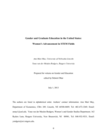 Gender and graduate education in the United States: women’s advancement in STEM fields