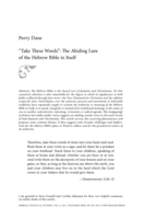"Take these words": the abiding lure of the Hebrew Bible in itself