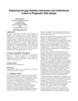 Exploring the gap between interaction and institutional orders in pragmatic web design