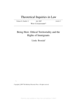 Being here: ethical territoriality and the rights of immigrants