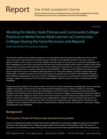 Working for adults: state policies and college practices to better serve adults workers at community colleges
