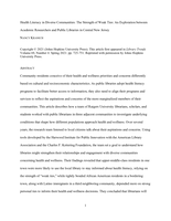 Health literacy in diverse communities: the strength of weak ties—an exploration between academic researchers and public libraries in central New Jersey