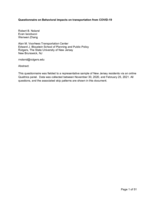 Questionnaire on behavioral impacts on transportation from COVID-19