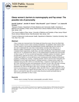 Obese women’s barriers to mammography and Pap smear: the possible role of personality