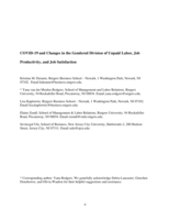 COVID-19 and changes in the gendered division of unpaid labor, job productivity, and job satisfaction