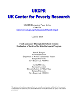 Food assistance through the school system: evaluation of the food for kids backpack program