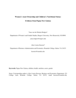 Women's asset ownership and children's nutritional status: evidence from Papua New Guinea