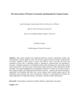 The Intersections of Women's Economic and Reproductive Empowerment