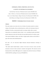 Critiques, Ethics, Prestige and Status: A Survey of Editors in Economics