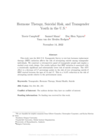 Hormone therapy, suicidal risk, and transgender youth in the U.S.