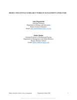 Highly influential scholarly works in management