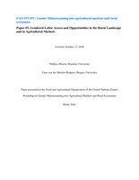 Gendered labor access and opportunities in the rural landscape and in agricultural markets