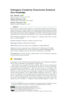 Kolmogorov complexity characterizes statistical zero knowledge