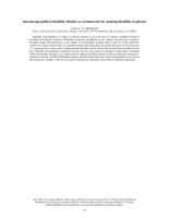 Introducing political disability identity as a framework for studying disability in physics