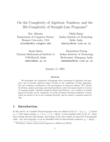 On the complexity of algebraic numbers, and the bit-complexity of straight-line programs