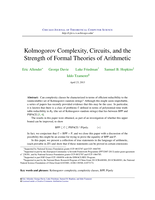 Kolmogorov complexity, circuits, and the strength of formal theories of arithmetic
