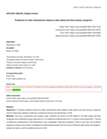 Predictors for elder mistreatment related to older adults and their primary caregivers