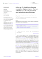 Editorial: Artificial intelligence education & governance -human enhancive, culturally sensitive and personally adaptive HAI