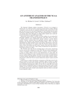 An Antitrust Analysis of the NCAA Transfer Policy