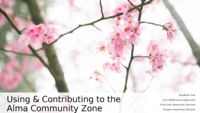 Using & Contributing to the Alma Community Zone