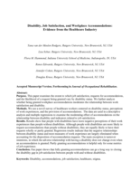 Disability, Job Satisfaction, and Workplace Accommodations: Evidence from the Healthcare Industry