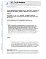 Parent-Reported Strengths and Positive Qualities of Adolescents and Adults with Autism Spectrum Disorder and/or Intellectual Disability