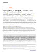 Expanding Research on Contextual Factors in Autism Research: What Took Us So Long?