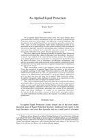 As-Applied Equal Protection