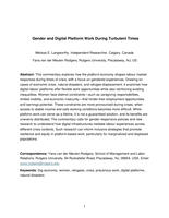 Gender and Digital Platform Work During Turbulent Times