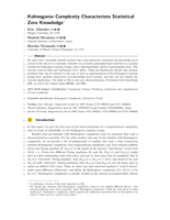 Kolmogorov Complexity Characterizes Statistical Zero Knowledge