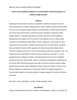 Service-level feasibility analysis of a mental health monitoring program for autistic college students