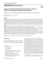 Deconstructing Information About Autism Diagnosis in Adults on TikTok: A Cross-Sectional, Descriptive Content Analysis