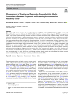 Measurement of Anxiety and Depression Among Autistic Adults: Concordance Between Diagnostic and Screening Instruments in a Feasibility Study